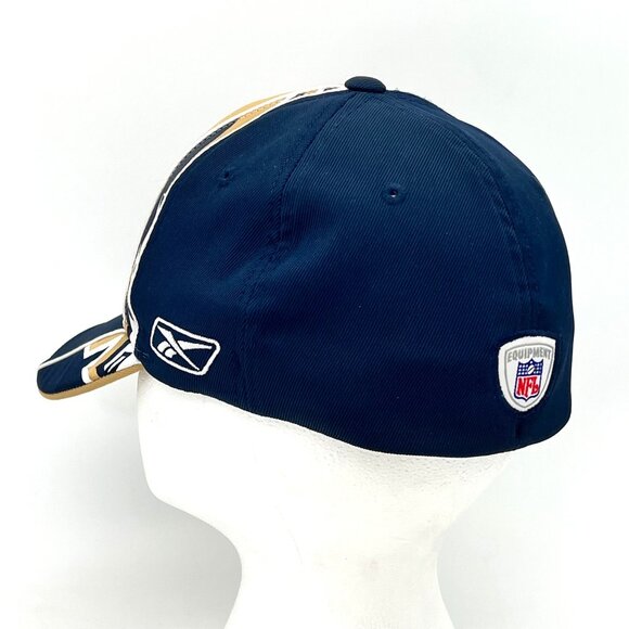 Reebok NFL St. Louis LA Rams Cap Hat Navy & Gold Fitted Stretch Elastic OSFA - Picture 4 of 15